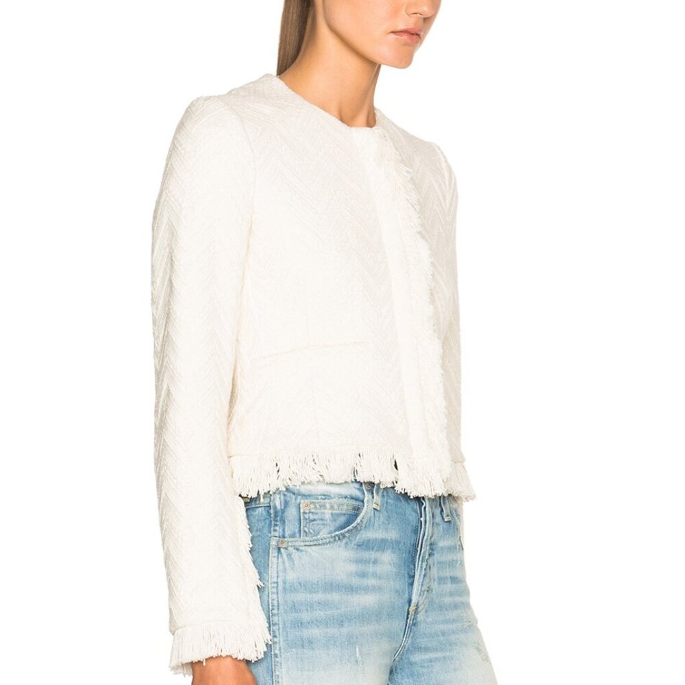 Derek Lam 10 Crosby Cream Tweed Frige Jacket Blazer Size 2